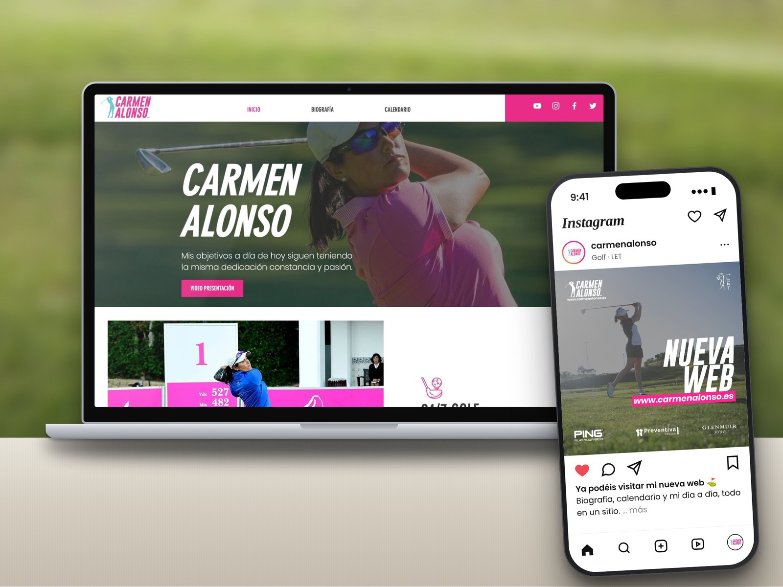 Web y publicaciones en redes sociales de Carmen Alonso diseñadas por Menta